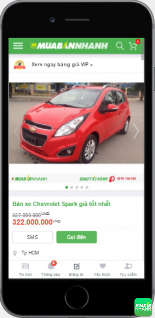 Xe Chevrolet Spark được rao bán trên trang mạng xã hội muabannhanh.com