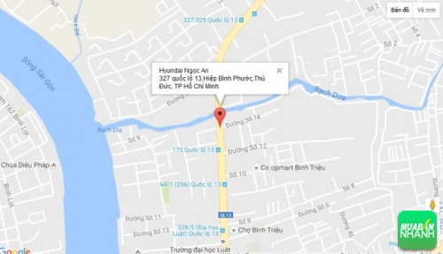 Bản đồ đường đi đến  Đại lý Hyundai Ngọc An quốc lộ 13 TPHCM