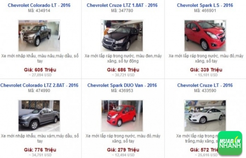 Các dòng xe đang bán tại Đại lý GM Chevrolet Đông Đô Thành Tp.HCM