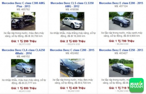 Các dòng xe đang bán tại Đại lý Mercedes-Benz Used Car - Vietnam Star TPHCM