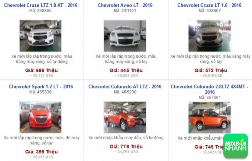 Các dòng xe đang bán tại Đại lý Chevrolet Việt Long TPHCM