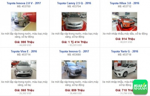 Các dòng xe đang bán tại Đại lý Toyota Lý Thường Kiệt - Chi Nhánh Tân Phú Tp.HCM