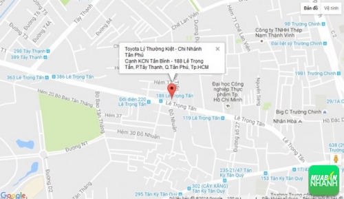 Bản đồ đường đi đến Đại lý Toyota Lý Thường Kiệt - Chi Nhánh Tân Phú Tp.HCM