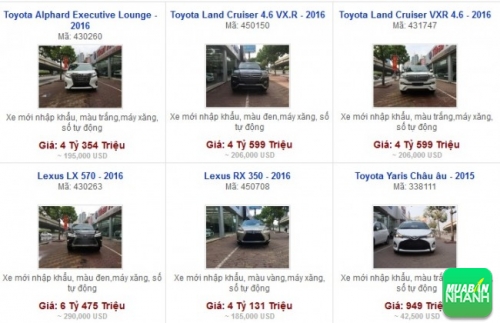 Các dòng xe đang bán tại Salon Auto Thái Hà Từ Liêm - Hà Nội