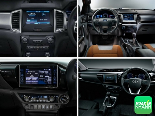 nội thất Ford Ranger 2016 và Toyota Hilux 2016