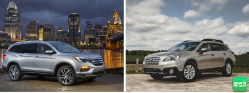  So sánh ô tô về ngoại thất honda pilot 2016 và Subaru Outback 2016