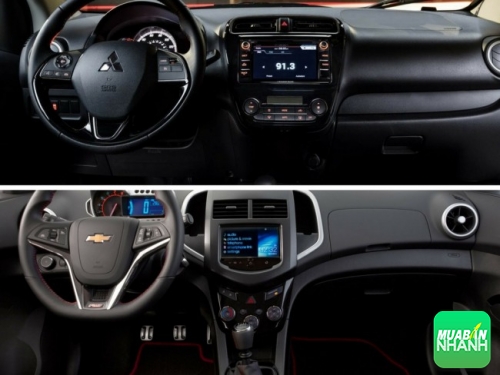 So sánh nội thất Mitsubishi Attrage với xe Chevrolet Aveo